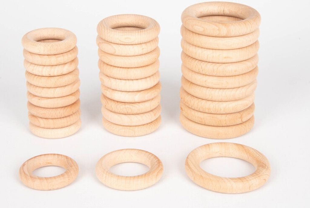 Tickit Natural Wooden Rings Large, 0,8 Jahr(e), Holz, Holz