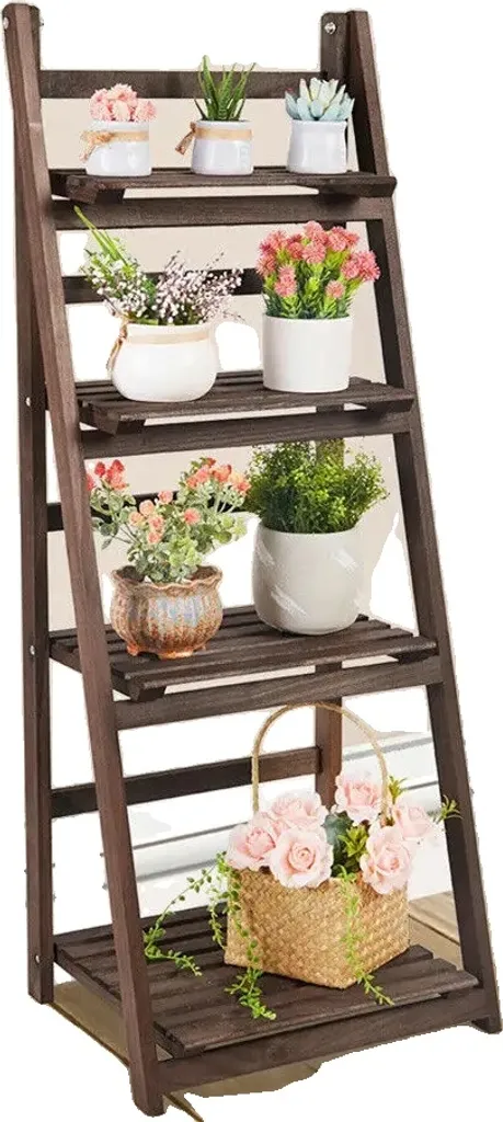 Support plantes vertical gain de place intérieur 4 niveaux bois blond