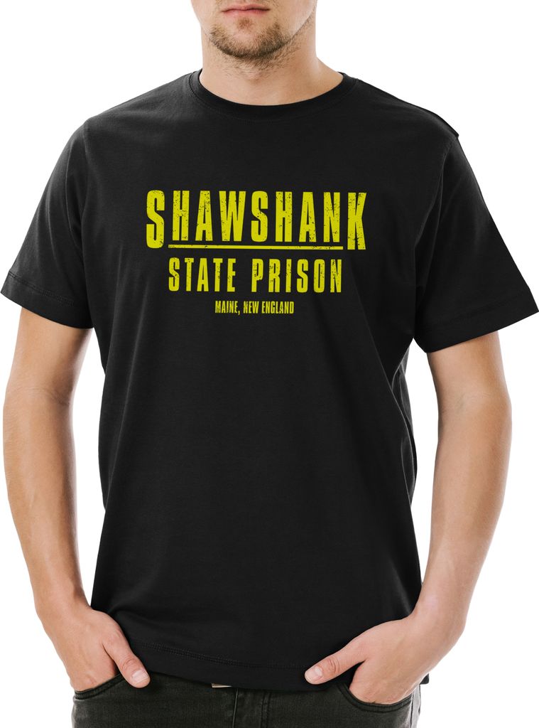 Urban Backwoods Shawshank State Prison, Herren T-Shirt, Farbe: Schwarz, Größe: XS