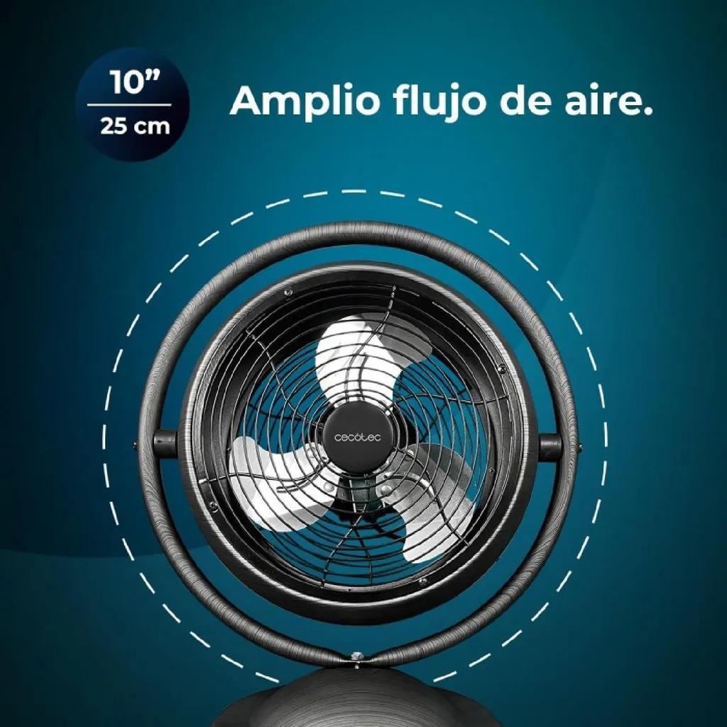 Petit ventilateur de bureau effet bois 25cm - Ventilateur compact 20W - 4