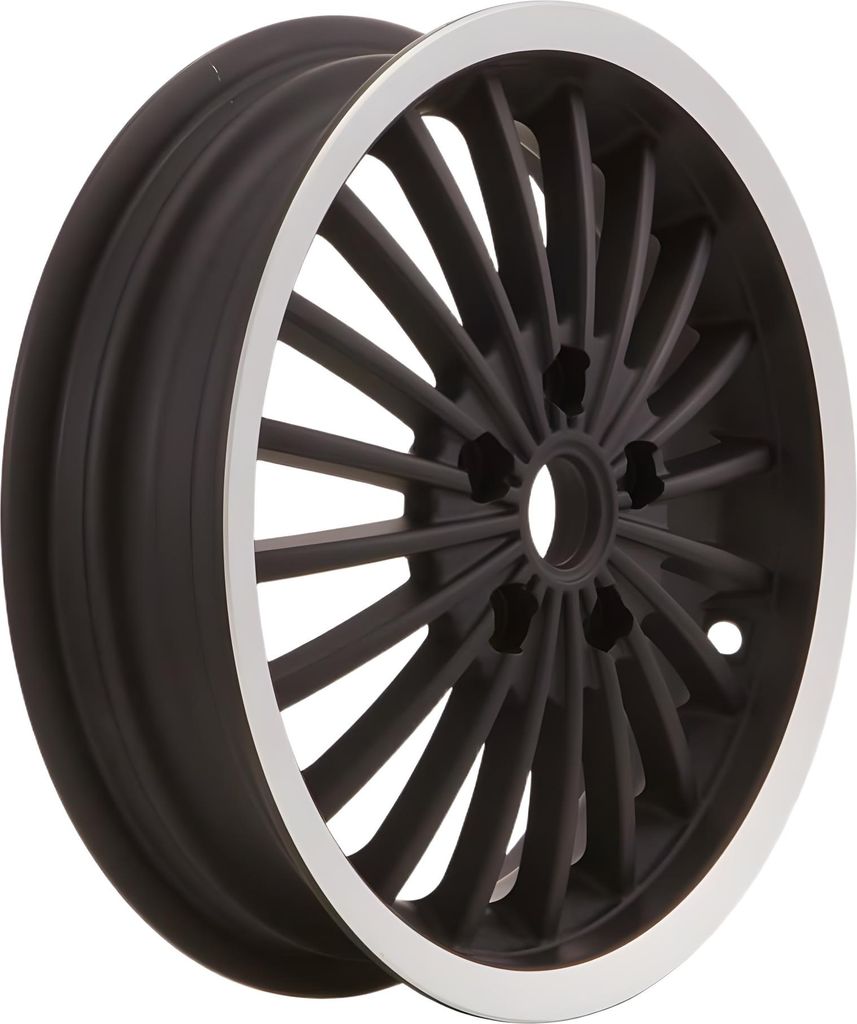 Felge SIP Legal 3.00 Ø 12 Zoll Aluminium schwarz poliert KBA 50336 für Vespa GTS, GTS Super, GTV, GT 60, GT, GT L 125-300ccm