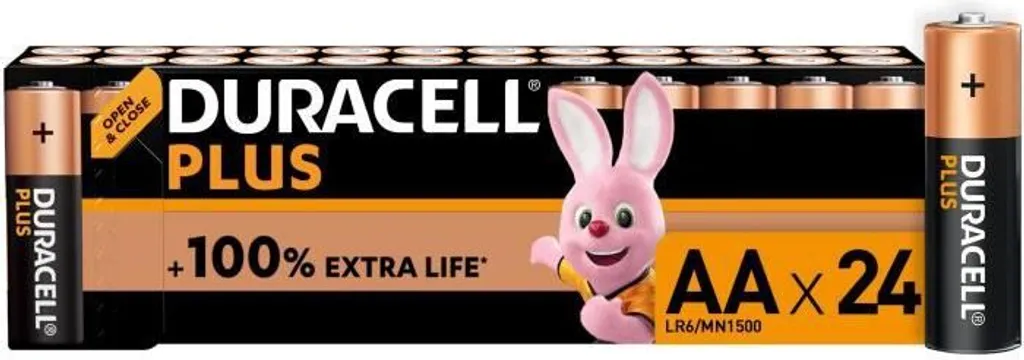Piles AA LR6 Duracell Plus 1,5V Anti-Coulure et Longue Durée - 24 Piles