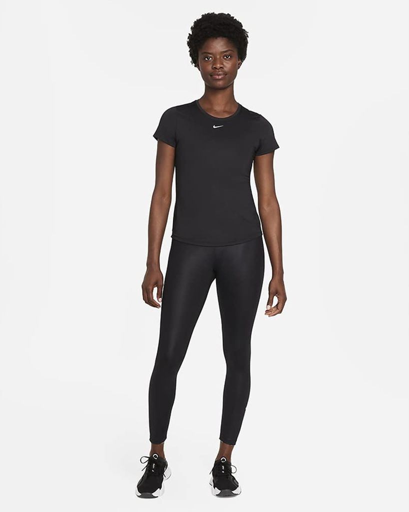 Nike W Nk One Df Ss Slim Top Black/White L Produktbild 5