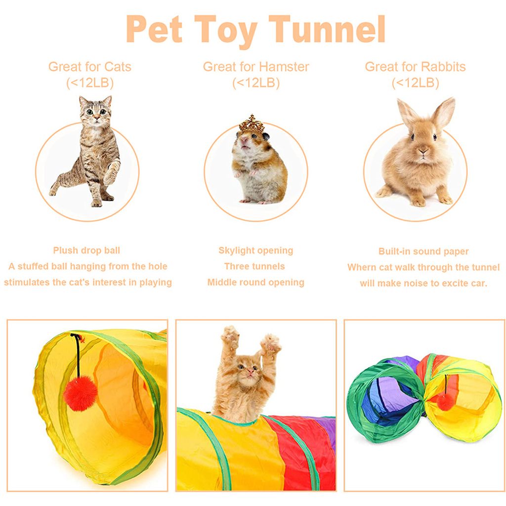 Youngfate 4-Wege Katzentunnel S-Form - Zusammenklappbarer Spieltunnel Für Katzen