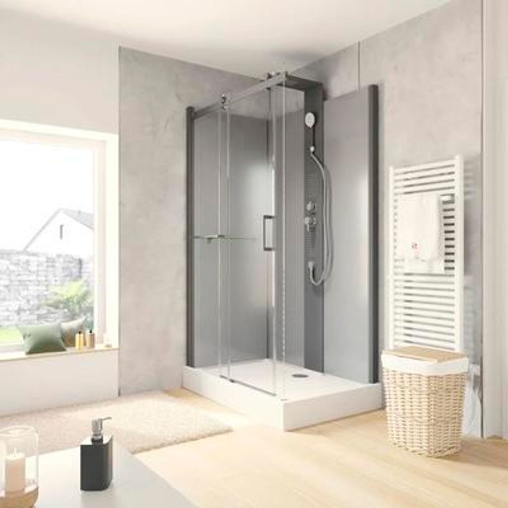 Komplettdusche SCHULTE Korsika 80 x 120 x 220 cm schwarz