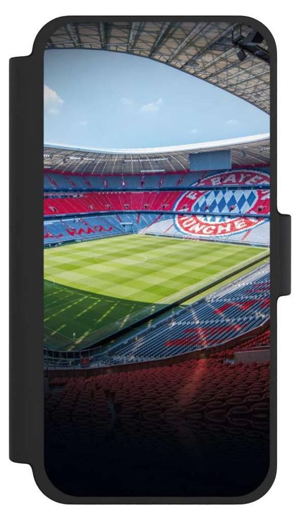 NIVOCASE Klapphülle für Apple iPhone 12 mini Handyhülle aus Kunst Leder NIVOflip schwarz FC Bayern München FCB Stadion