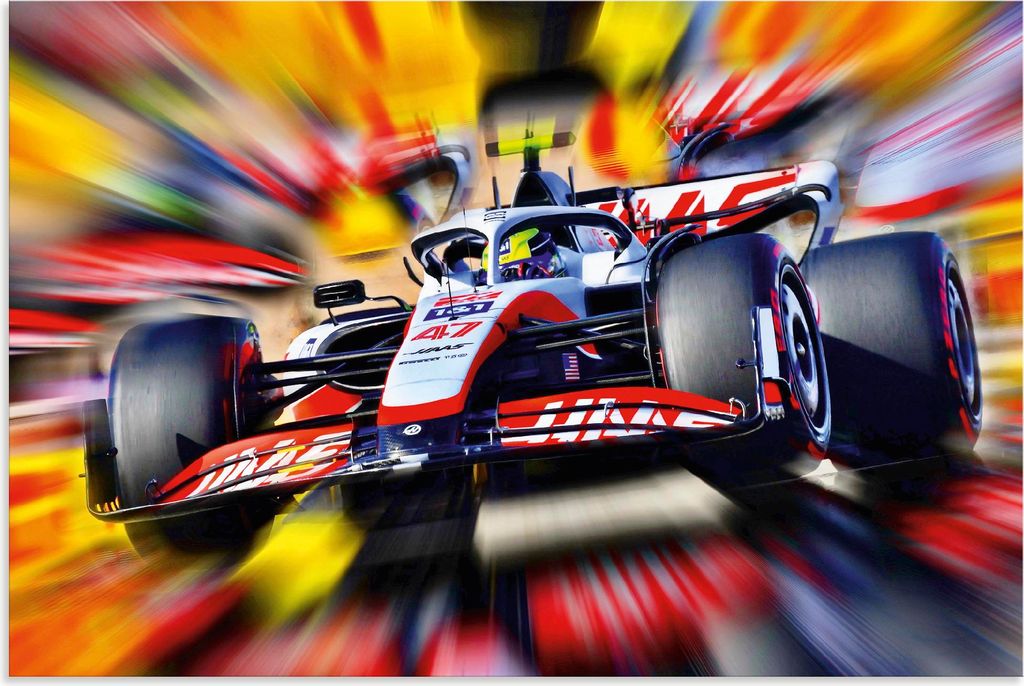 ARTland Wandbild Alu für Innen & Outdoor Mick Schumacher - Haas F1 Größe: 30x20 cm