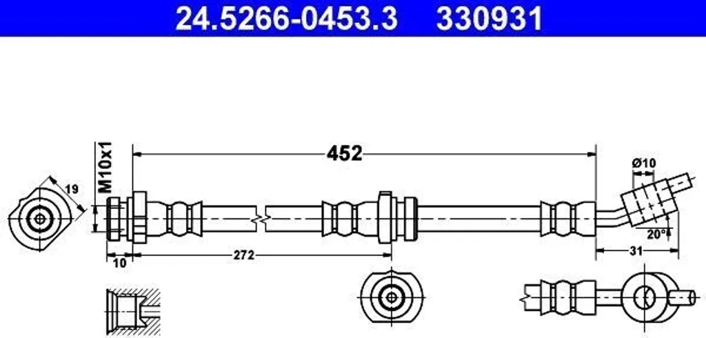 Tuyau de Frein ATE 24.5266-0453.3 compatible Nissan Almera II N16 Qualité OE