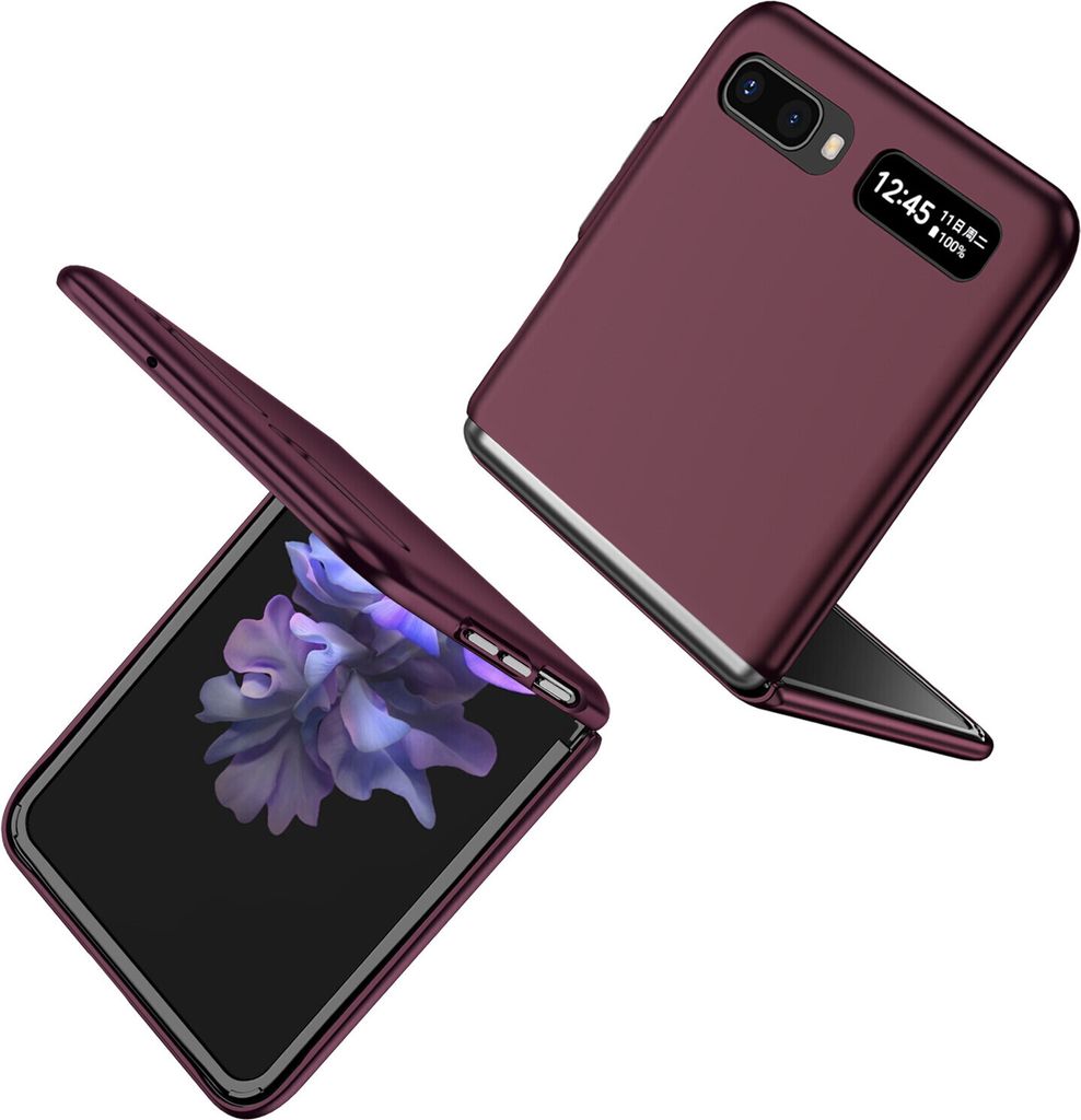 Samsung Galaxy Z Flip Hülle, Dünn Hart PC Kratzfeste Schutzhülle für Samsung Galaxy Z Flip 5G bordeaux