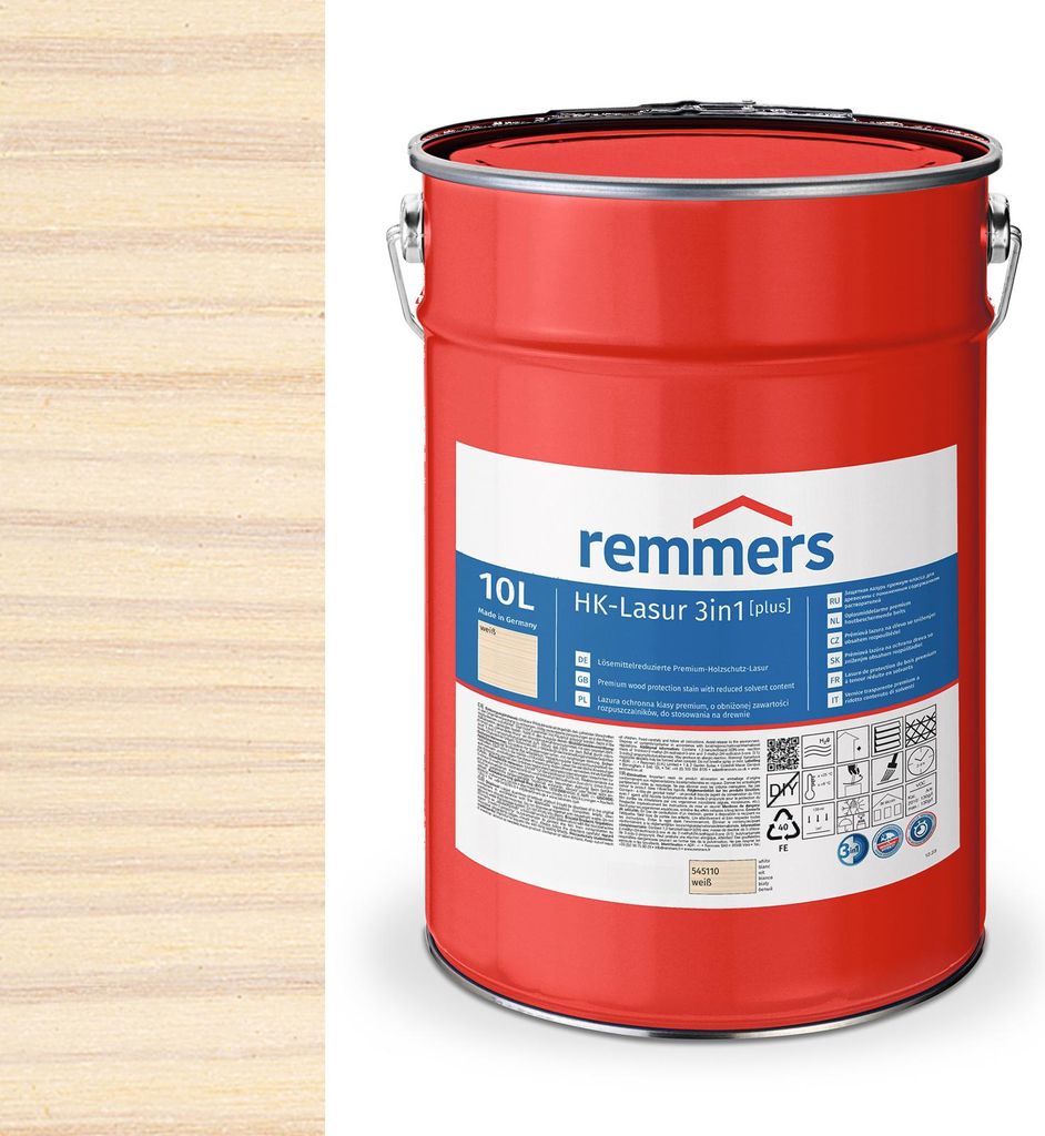 Remmers HK-Lasur 3in1 (plus) 10 L Eimer Weiss TC-990