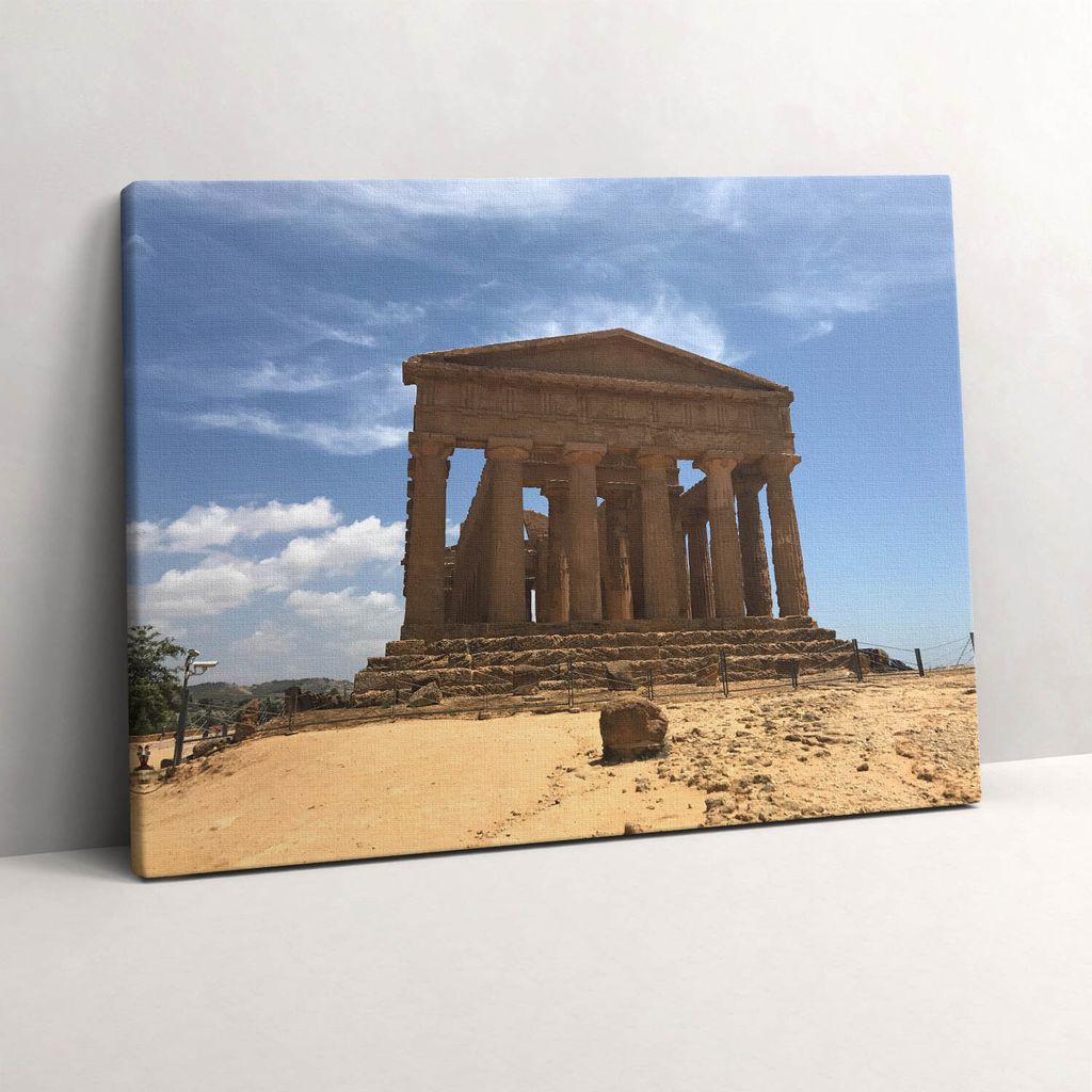 Tempel in Sizilien, Italien – Leinwandbild Wandbild – 80x60 cm – Leinwandbilder – Wandbilder – Schlafzimmer – Flur