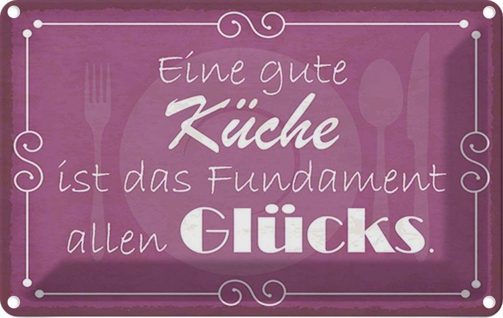vianmo Blechschild 12x18 cm gute Küche Fundament allen Glück Spruch Zitat