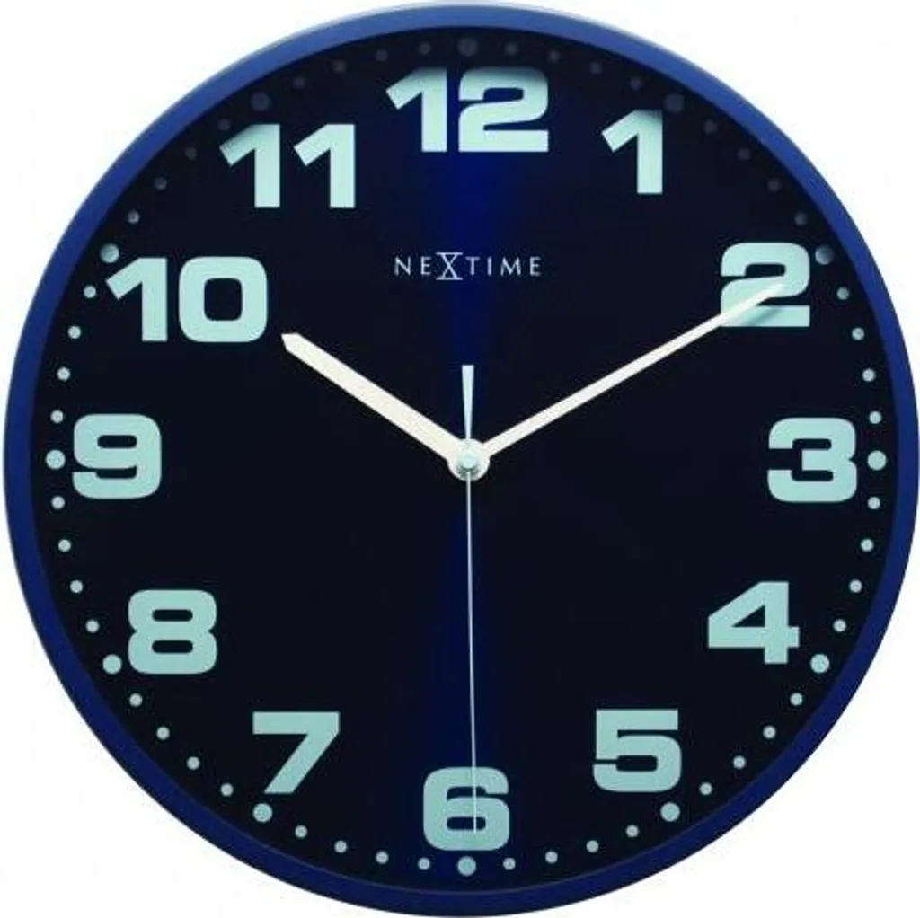Horloge murale silencieuse NeXtime Dash Blue avec cadran bleu et verre