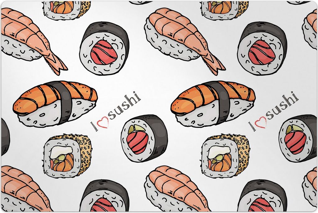 Küchenmatte 120x180 cm Vinylmatte Bodenmatte Dekoration - Sushi und Rollen