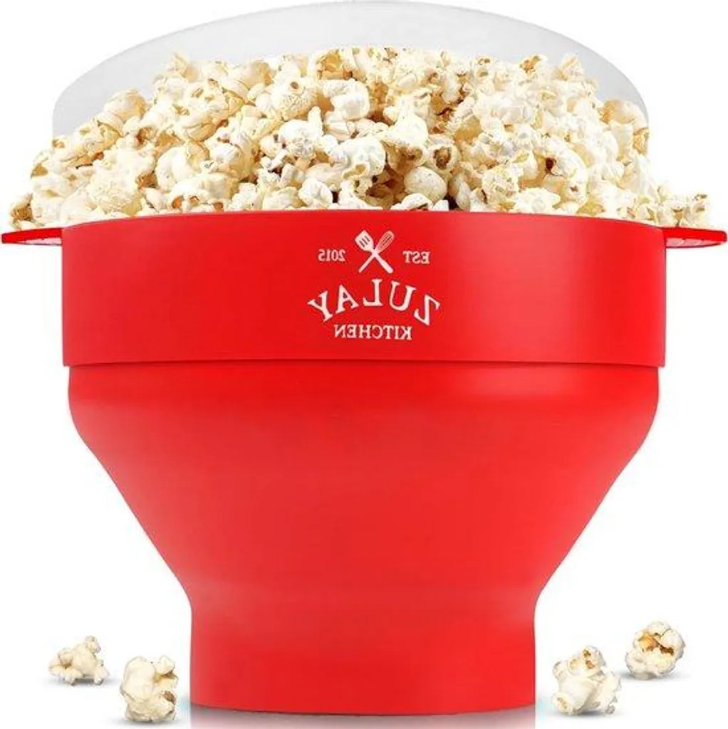 Machine à pop-corn familiale rouge avec bol silicone - Capacité 15 tasses