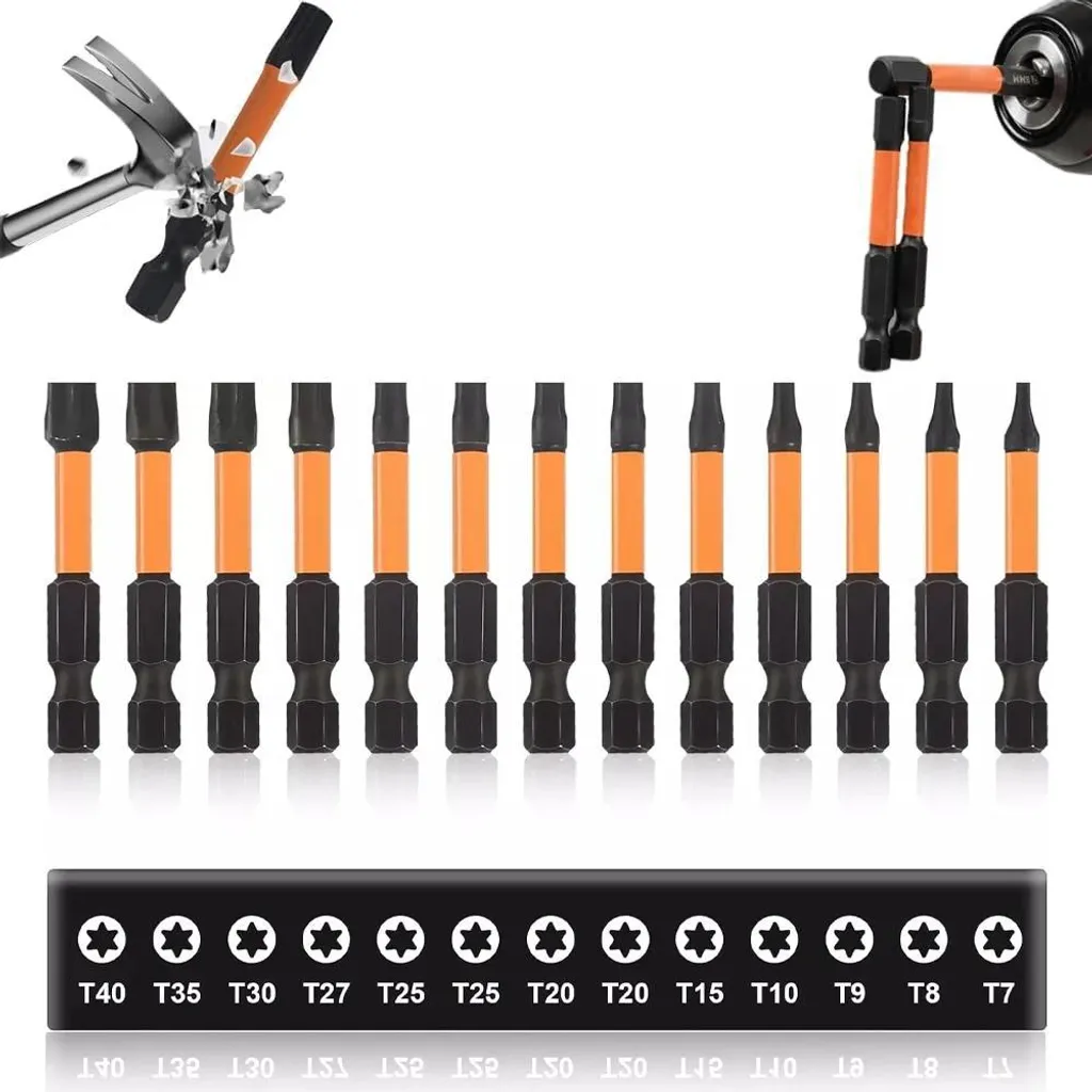 Embouts de Vissage Torx en Acier Allié avec Pointes Magnétiques - 13 pcs