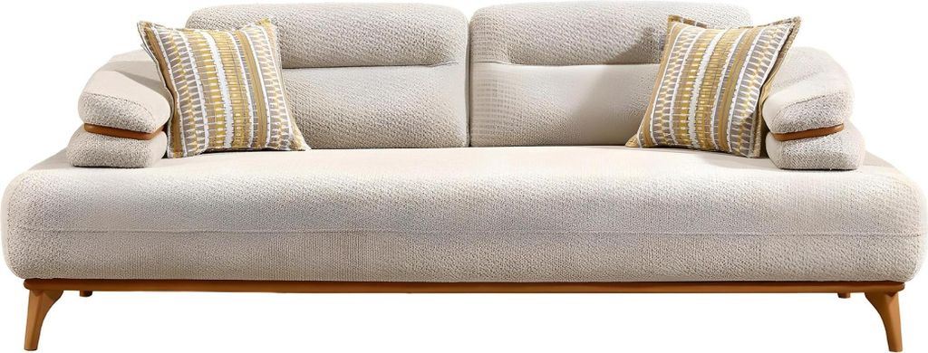 Elegantes weißes Stoffsofa aus Holz für modernes Wohnzimmer