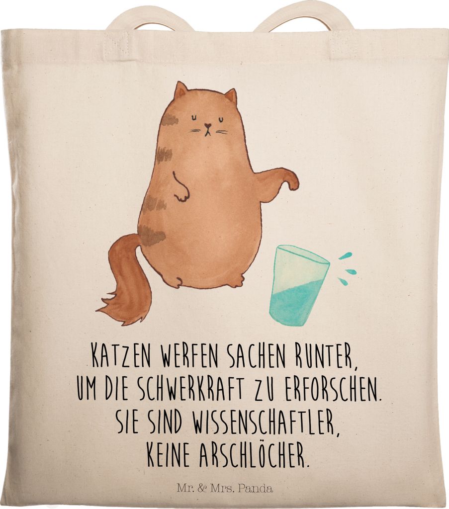 Mr. & Mrs. Panda Schultasche Katze Wasserglas - Transparent - Geschenk, Cats, Tasche, Wasser, Einkaufstasche, Glas, Neugierig, Cat, Jutebeutel, Tot...