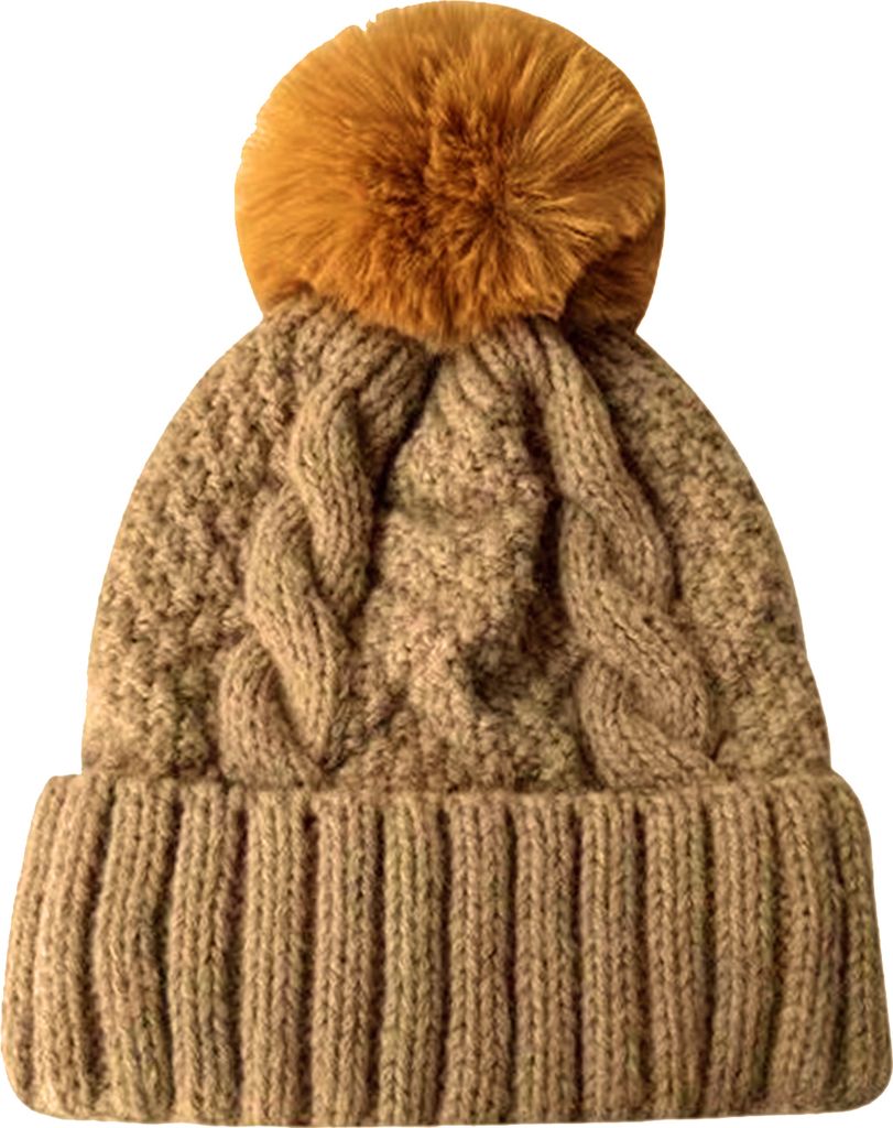 Winter-Strickmütze, dicker Plüsch, hält warm, Bommelmütze, elastische Passform, einfarbig, ohne Krempe, winddicht, kalte Wetterkappe, Outdoor-K...