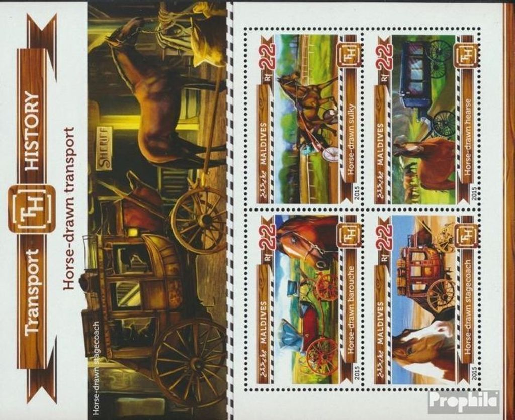 Briefmarken Malediven 2015 Mi 5490-5493 Kleinbogen (kompl. Ausg.) postfrisch Pferdekutschentransport