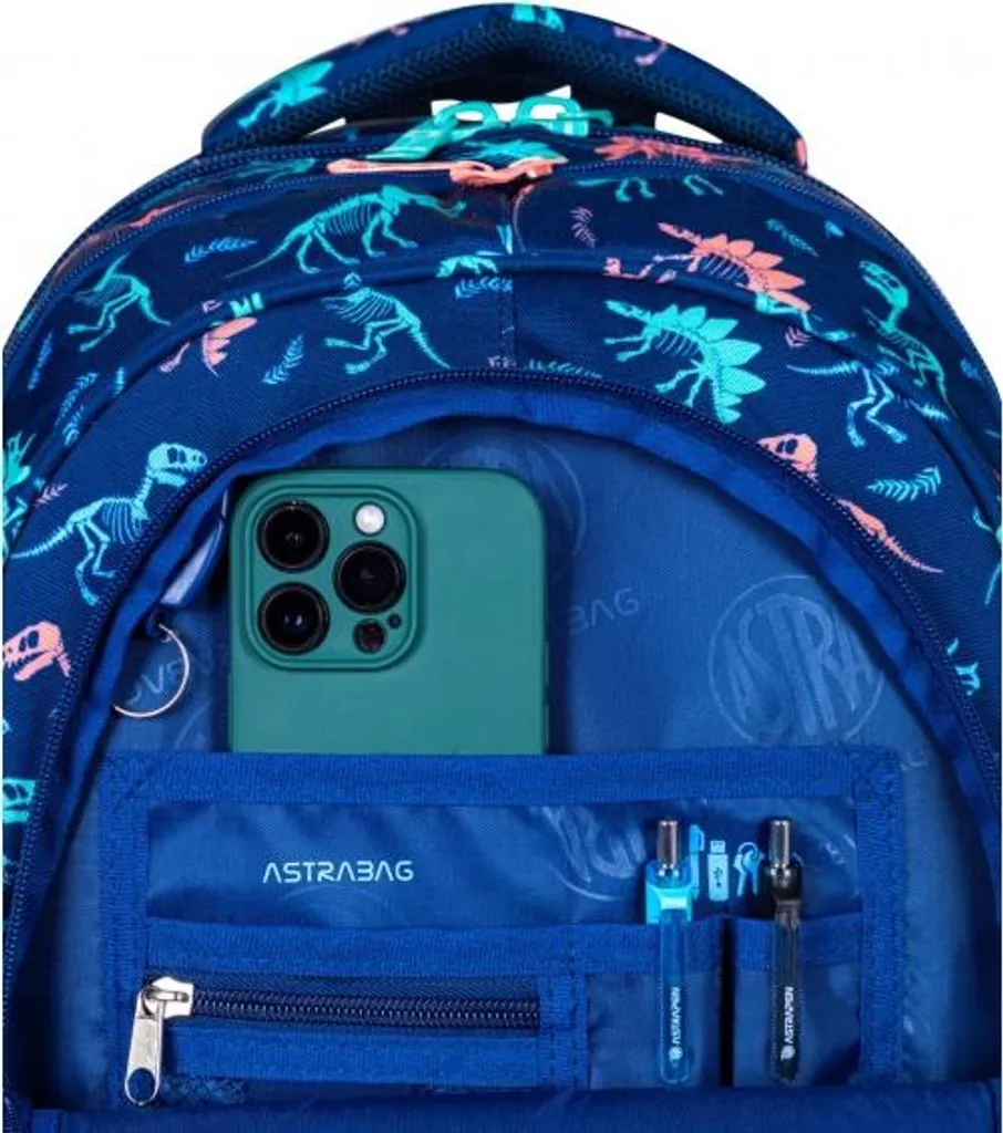 Sac à dos AstraBAG DINOSAUR imperméable avec compartiments multiples AB300 - 7