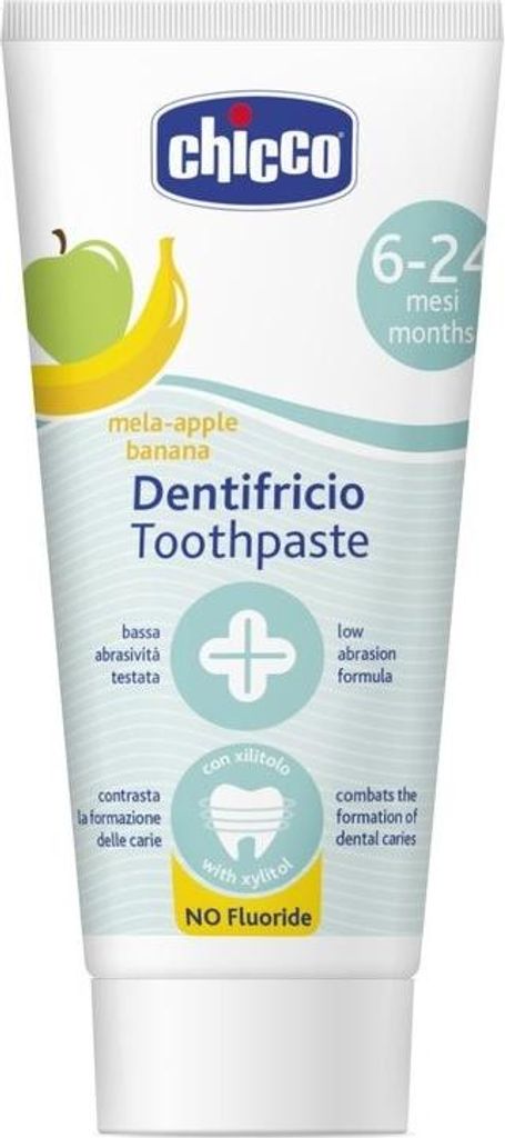 Chicco Kinderzahnpasta mit Apfel-Banane-Geschmack fr Babys 6-24 Monate, 50 ml