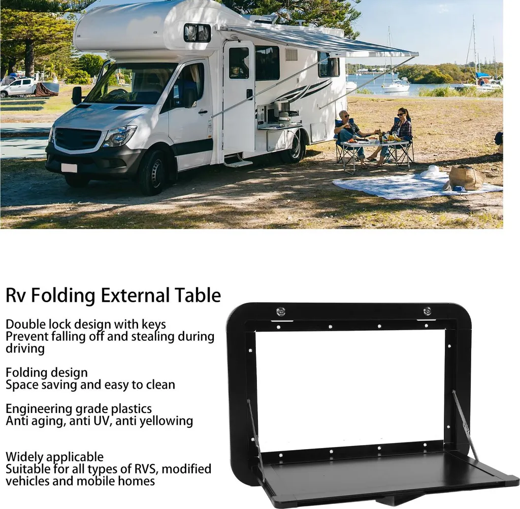 Table murale anti-vibration pour camping-car avec serrure de sécurité - 2