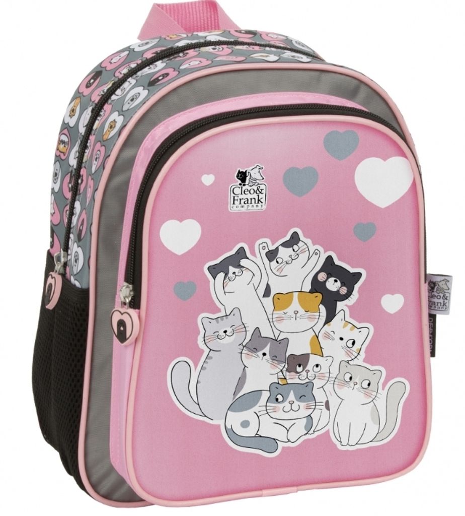 Cleo & Frank Katze Kinder Rucksack 28 cm Kindergarten Tasche rosa Mädchen