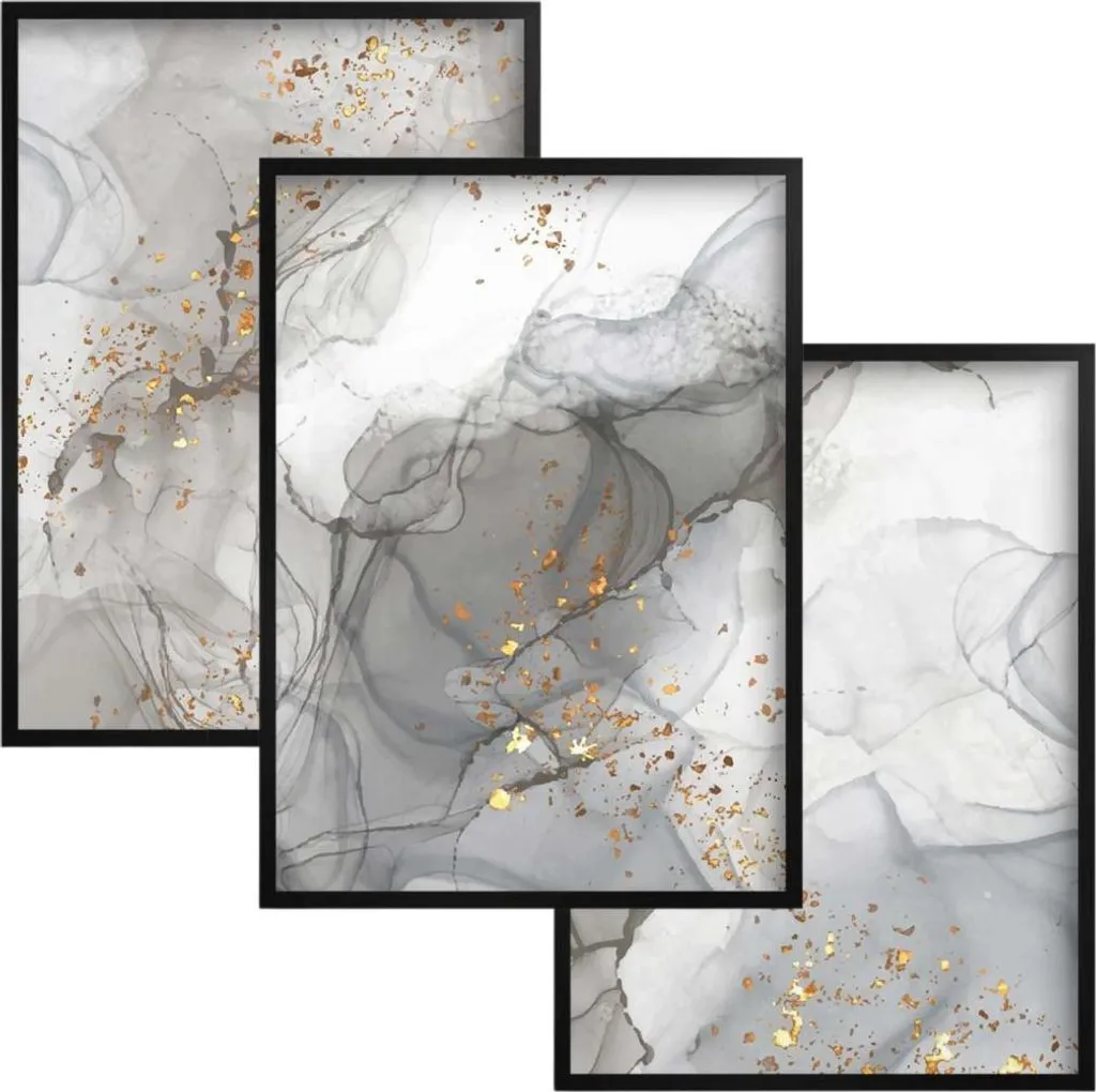 Set 3 Poster Marmo Oro 30x40 - Decorazione Parete Bedroom