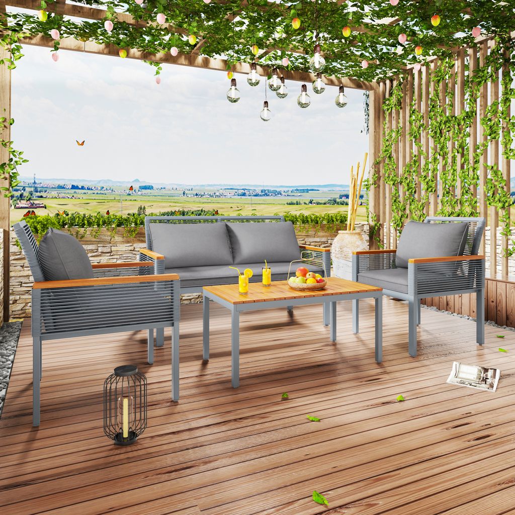 Merax 4-tlg. Garten-Lounge-Set mit Stahlrahmen und Produktbild 12