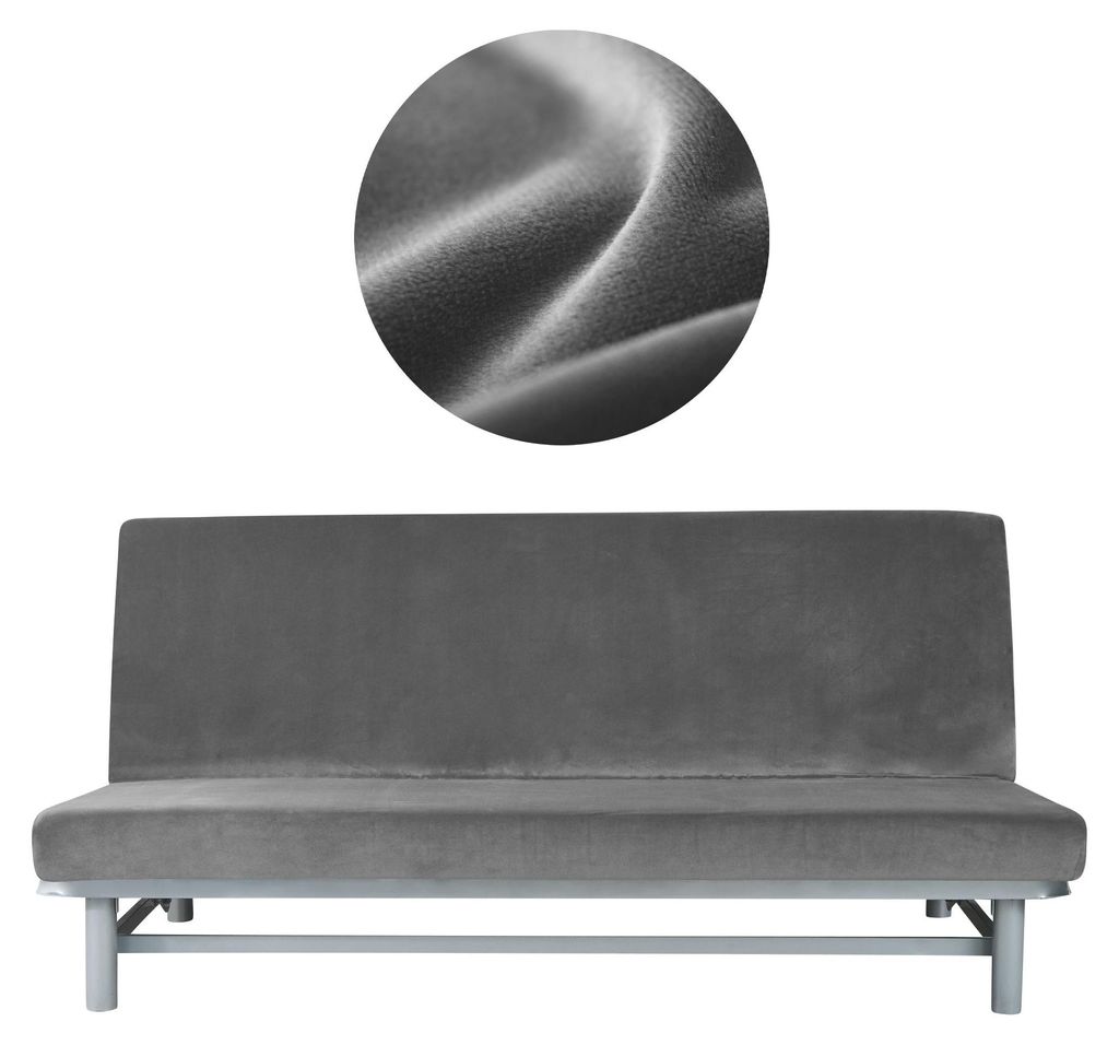 Elastischer Velours-Bezug für Schlafsofa / Couch 190–210 cm Produktbild 