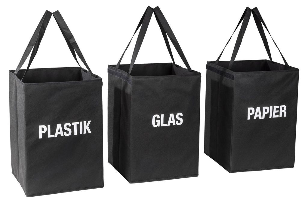 Mülltrennsystem 3 Fach Recycling Tasche Müllsammler Vliesstoff