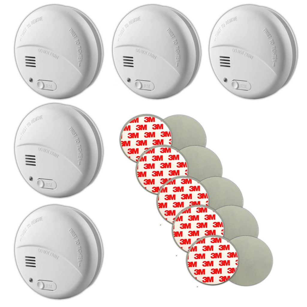 5 rilevatori di fumo da 85 dB, con batterie da 9 V e Immagine del prodotto 