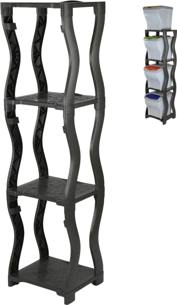 Regal für Mülleimer Set 3 und 4 Steckregal Kunststoff Haushaltsregal Kellerregal Lagerregal Garagenregal Küchenregal Keller