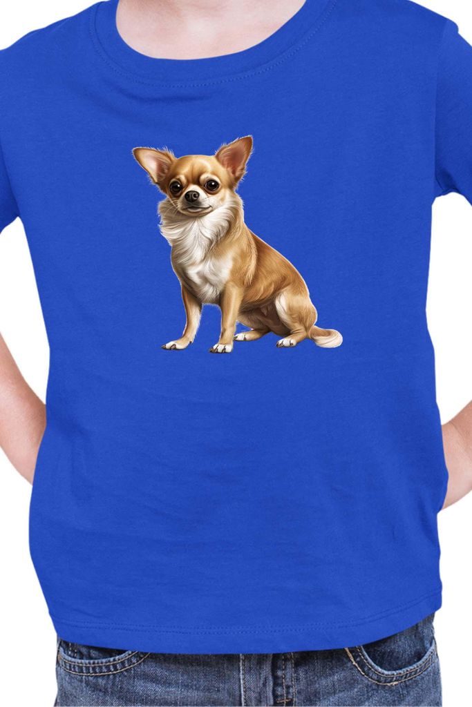 Kinder T-Shirt Dogs Breeds Chihuahua Dog Breed 006, 7-8 Jahr - 128 / Blau