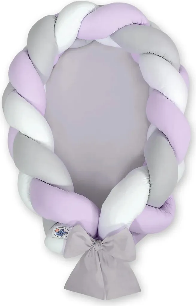 Lit bébé tressé 2 en 1 blanc et violet avec matelas amovible confort