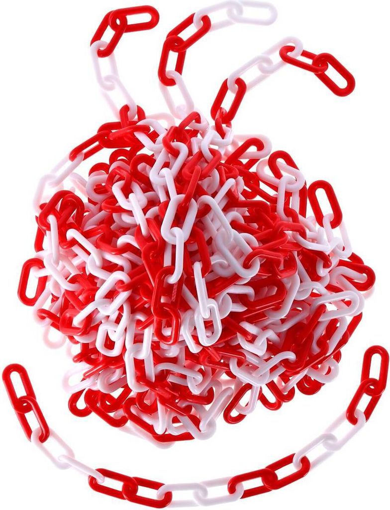 TIBU Absperrkette Kunststoffkette 8 mm Stärke - zweifarbig Rot/Weiß - Länge 150 cm - witterungsbeständig und stabil