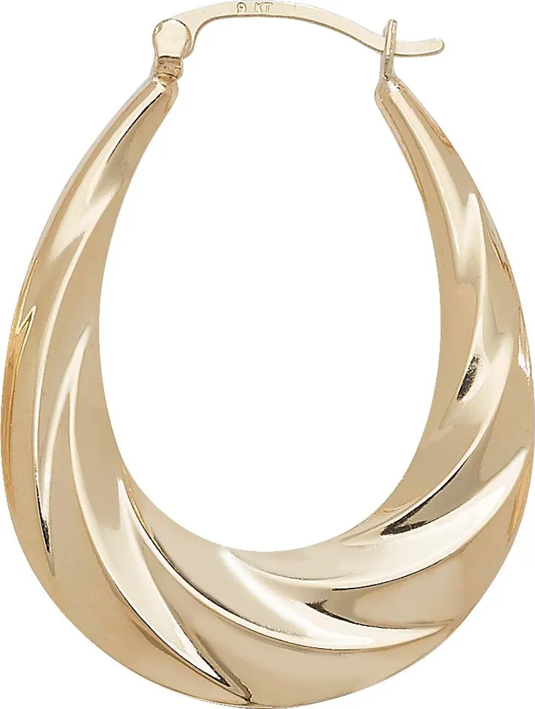 Créoles Femme Or 375/1000 Format Ovale 38mm - Bijou Qualité TRS11358