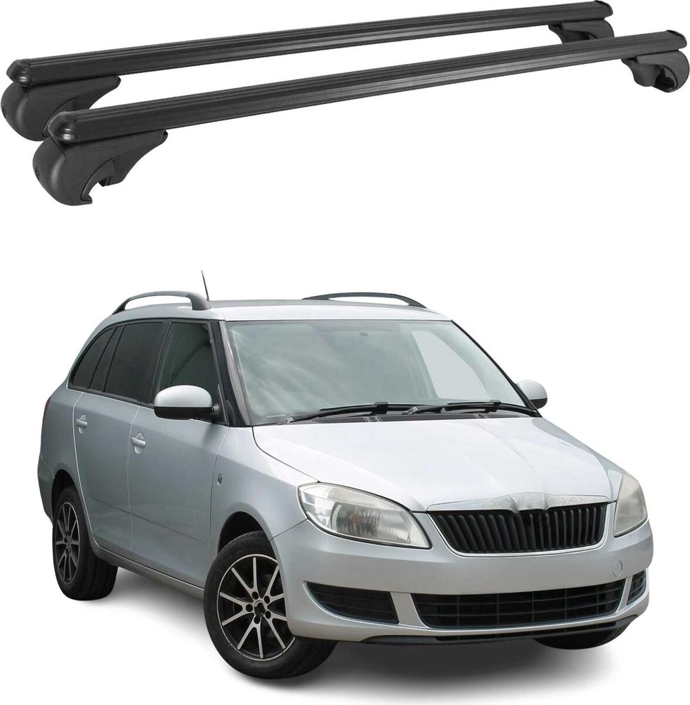 Dachträger Grundtäger für Skoda Fabia mk2 Schrägheck 2007-2014 75kg Alu Schwarz