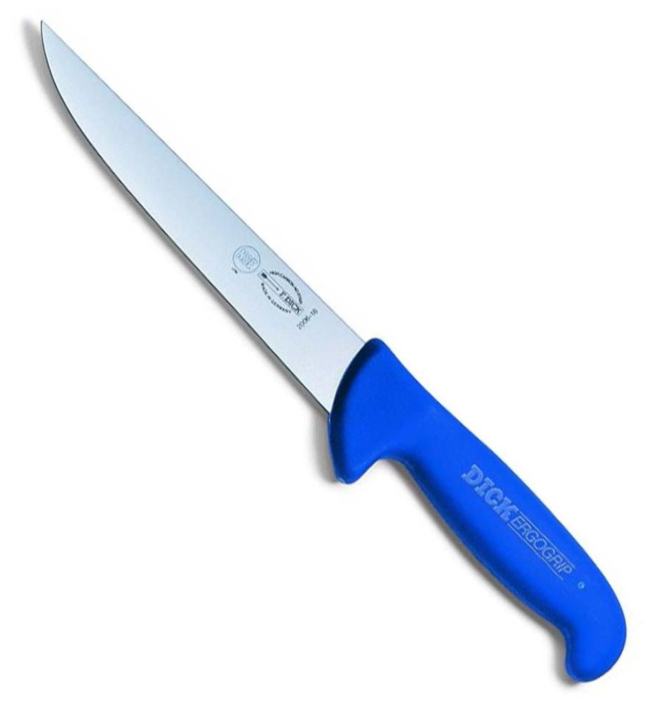 Nóż masarski do nakłuwania prosty 21cm niebieski ErgoGrip