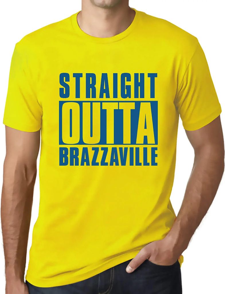 Herren Grafik T-Shirt Direkt aus Brazzaville – Straight Outta Brazzaville – Öko-Verantwortlich Vintage Jahrgang Kurzarm Lustige Druck Geburtstag