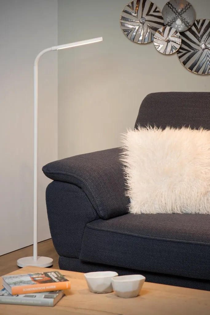 Lampadaire de Lecture LED GILLY Blanc avec Bras Orientable Flexible