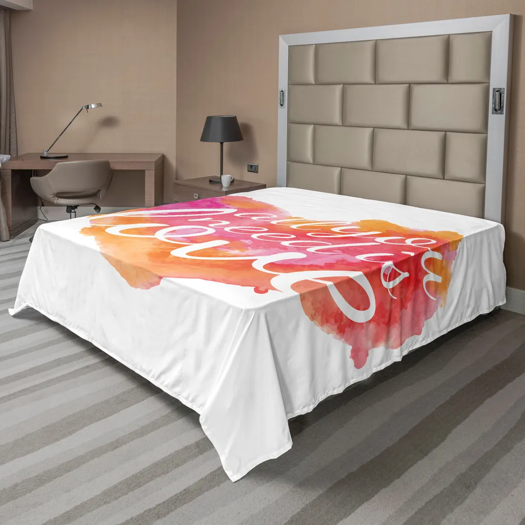 ABAKUHAUS Drap Plat Fuchsia All You Need Is Love 244x205cm en Coton