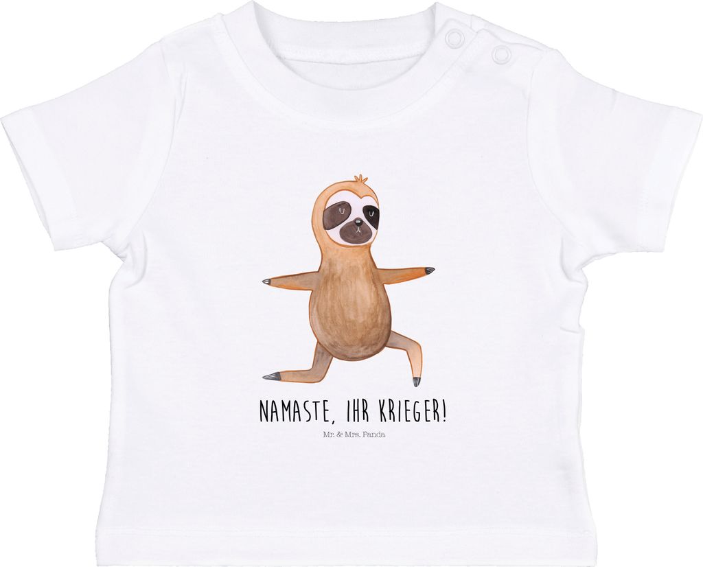 Mr. & Mrs. Panda Babyshirt Faultier Yoga 0. - 6. Monat - Weiß - Geschenk, Kinder Top, Yogaübungen, T-Shirt, Namaste, Organic Baby Shirt, Baumwoll...