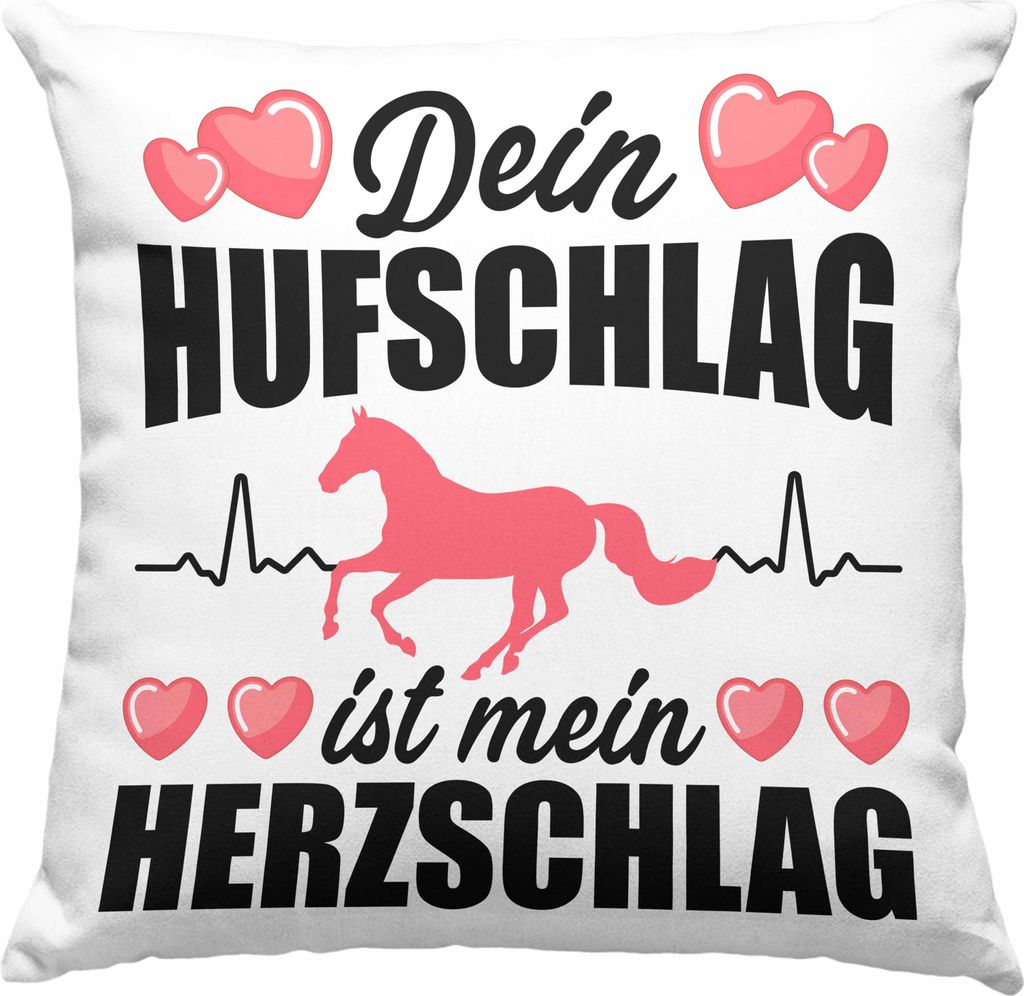 Trendation - Pferde Deko-Kissen mit Füllung 40x40 Geschenk Mädchen Spruch Reiten Geschenke Pferd Deko-Kissen mit Füllung 40x40 für Reiterin Pfe...