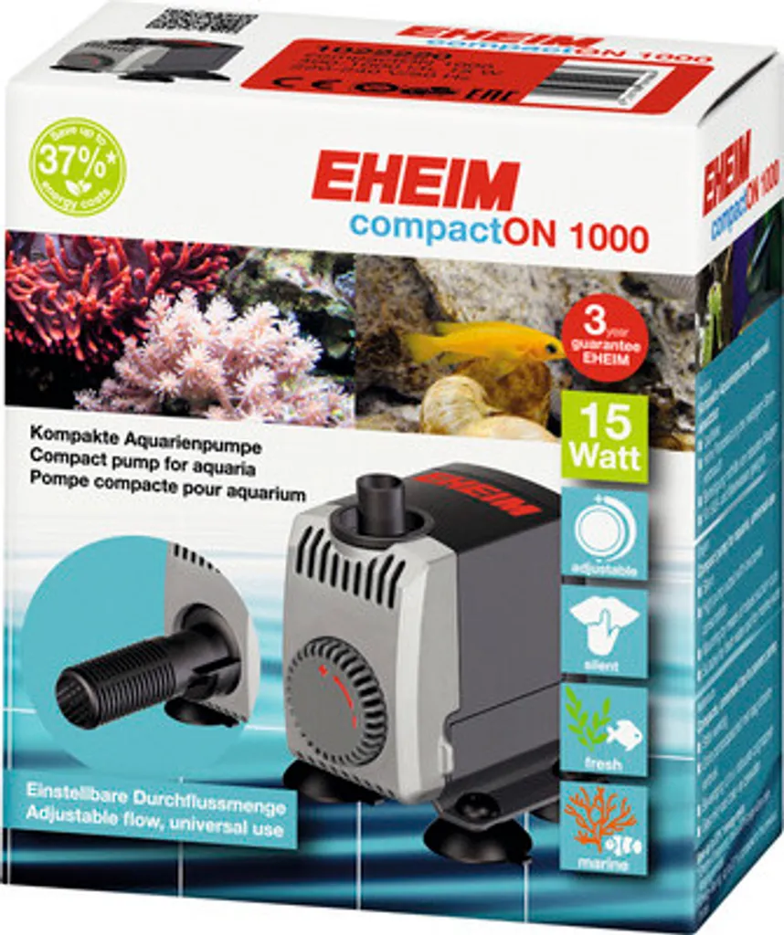 Pompe EHEIM compactON 1000 silencieuse avec ventouses haute adhérence