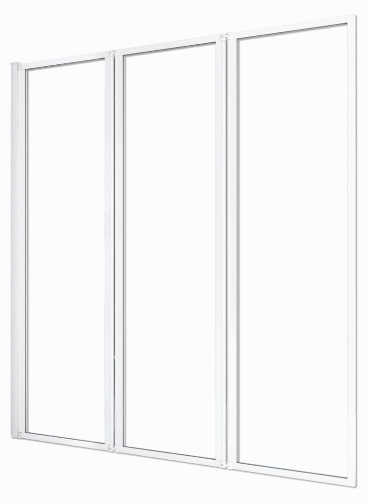 Badewannenaufsatz 125×143 cm, 3-tlg. Faltwand, Weiß, Produktbild 