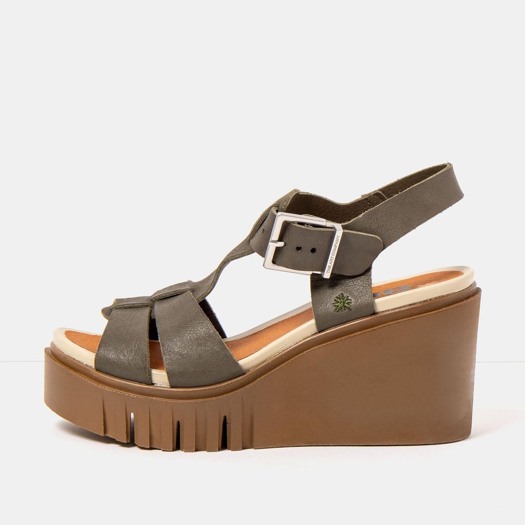 Art Sandalen mit Keilabsatz Damen 2084 ROMA KAKI/ CATANIA Farbe Grün