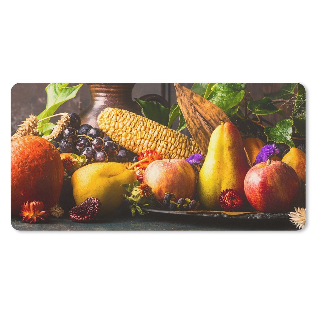 MuchoWow Schreibtischunterlage Gemüse - Obst - Rustikal - Tisch 80x40 cm - XXL Mauspad - Gaming Mauspad