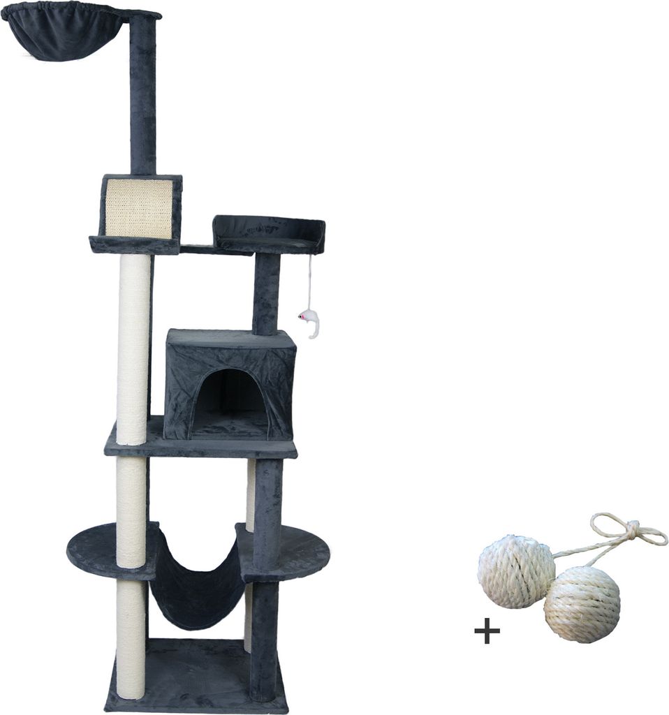 Katzenbaum Travel mit Spielball, Farbe:grau